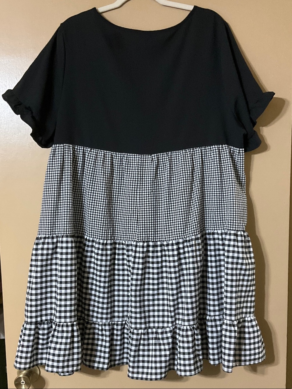 Emory Rose Black & White Gingham Tiered Midi Dress - Picture 2 of 7